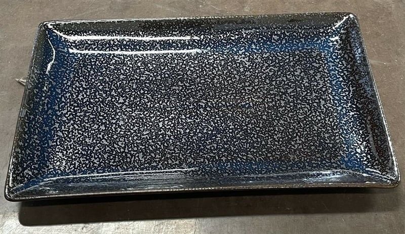  Saphir - Rectangular Plate 32.5 x 18cm - Dĩa chữ nhật 32.5 x 18cm xanh viền nâu kim sa (Sparkling collection) 