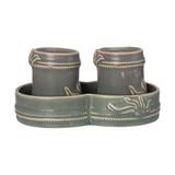  Chlorite - Salt Shaker 6.5cm - Hũ muối lóng tre 6.5cm xanh lá đậm trổ (matte) (Bamboo collection) 