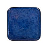  Saphir - Square Flat Plate 22cm - Dĩa vuông vành đứng 22cm xanh viền nâu tàn ong 
