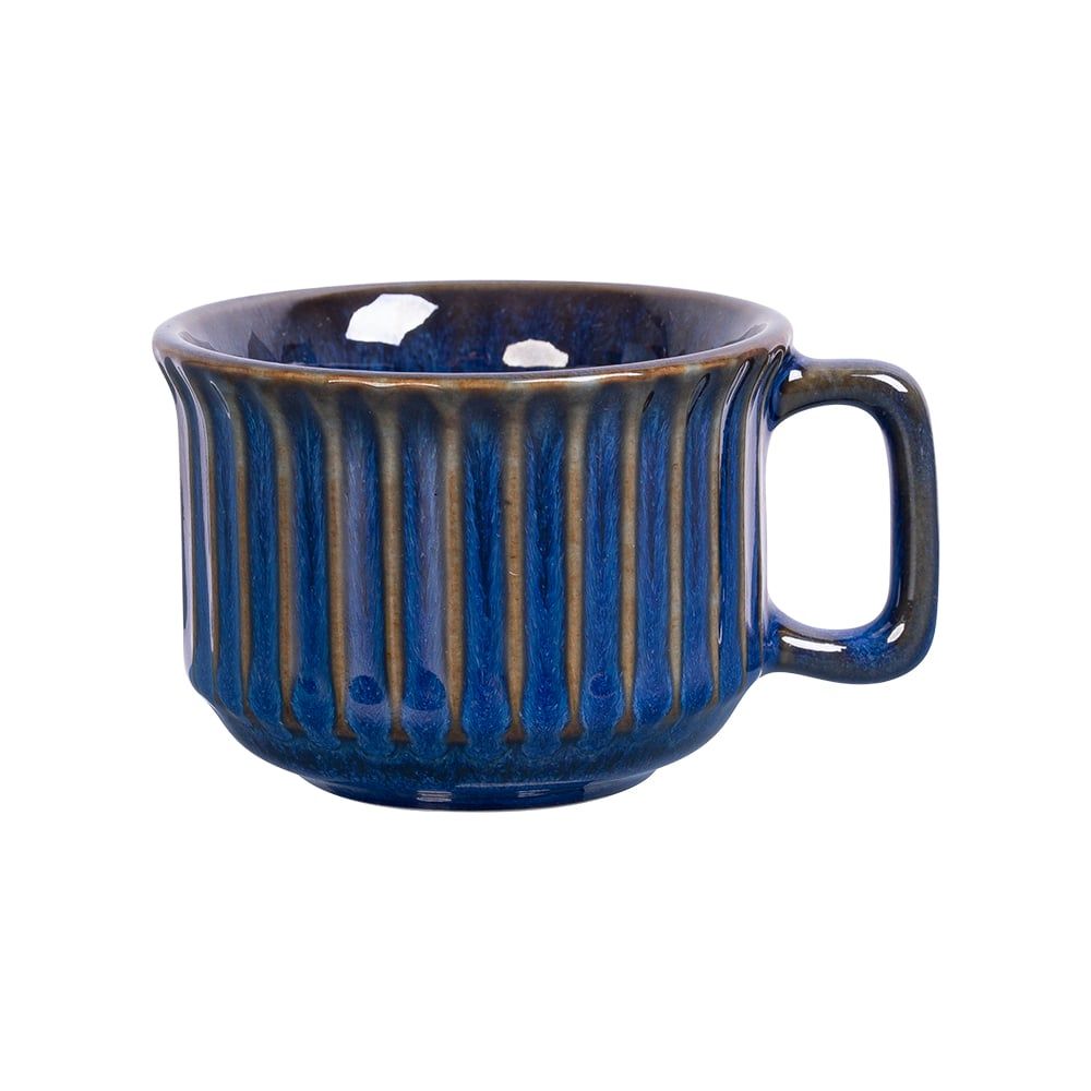  Saphir_Tea Cup_Tách trà sọc 130ml xanh viền nâu 