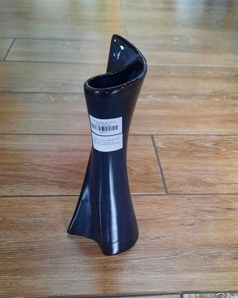  Vase_Bình hoa xoắn góc 22cm xanh viền nâu 