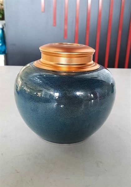  Tea / Coffee Holder 750ml - Hũ đựng trà / café 750ml xanh viền nâu 