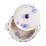  Cream - Casserole w/ Lid 20cm - Thố có nắp sọc tròn 20cm The Nón Lá (Bonjour Vietnam) 