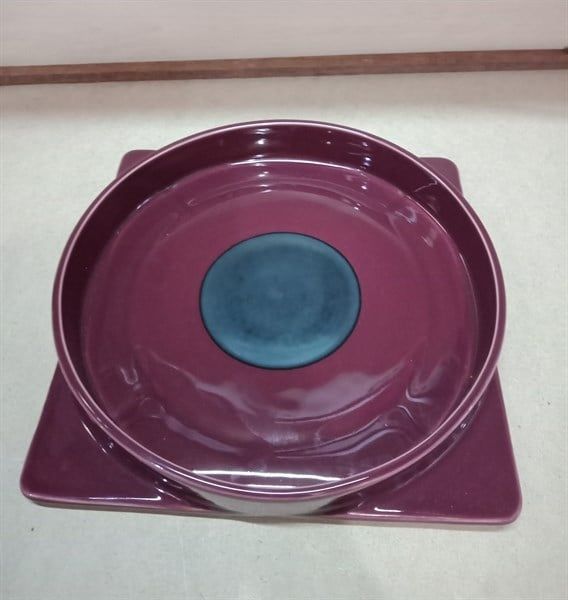  Décor_Khay tròn đế vuông 30 cm Đỏ 