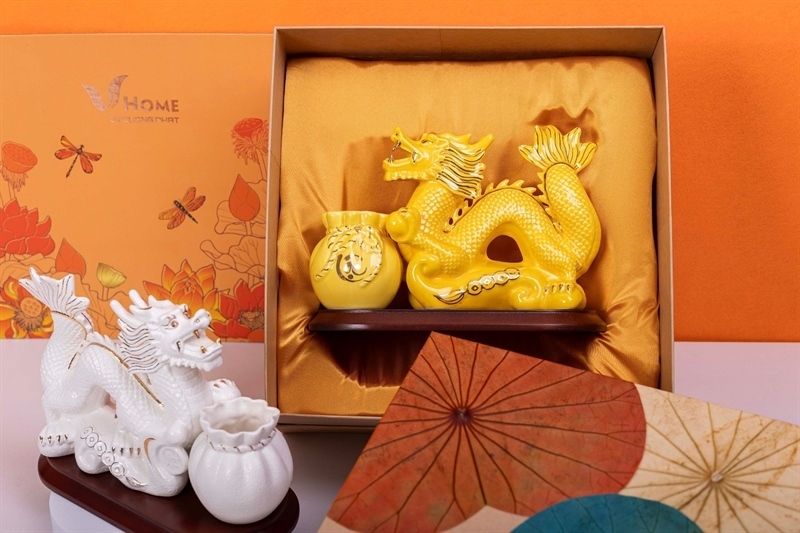  HỘP QUÀ LONG VƯƠNG NHƯ Ý - MẪU 1 (RỒNG TÚI TIỀN VÀNG) (Set) 