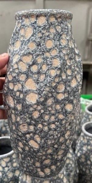  Vase_Bình hoa xoắn miệng tròn 23cm san hô xanh 