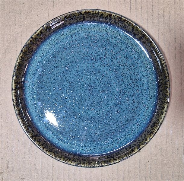  Seaweed - Round Plate 20cm - Dĩa tròn vành 20cm xanh rêu kim sa (Sparkling collection) 