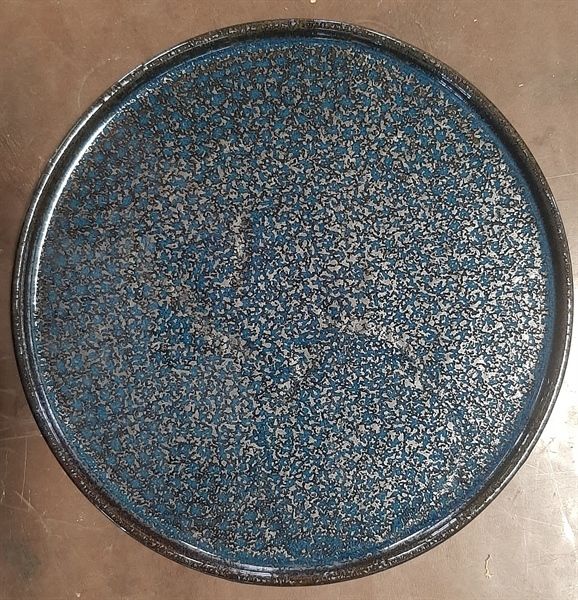  Saphir - Round Flat Plate 26cm - Dĩa tròn vành đứng 26cm xanh viền nâu kim sa tàn ong (Sparkling collection) 