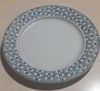  Blanche - Round Plate 25cm - Dĩa tròn 25cm vành tre đan lộc phát đen lòng trắng 