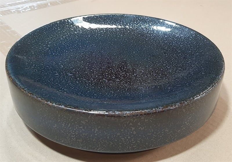  Saphir - Décor Plate 24 x 6cm - Khay tròn bằng 24 x 6cm xanh viền nâu kim sa (Sparkling collection) 