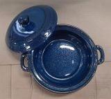  Saphir - Bowl w/ Lid 20cm - Thố có nắp sọc tròn 20cm xanh viền nâu kim sa (Sparkling collection) 