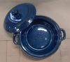 Saphir - Bowl w/ Lid 20cm - Thố có nắp sọc tròn 20cm xanh viền nâu kim sa (Sparkling collection)