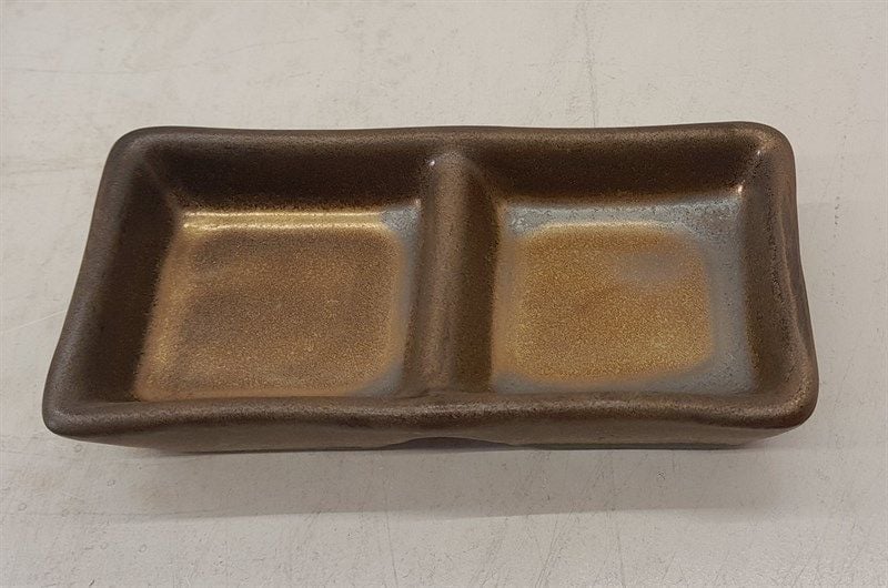  Ancient - 2-compartment Sauce Dish 12 x 6cm - Dĩa 2 ngăn nhỏ 12 x 6cm nâu đồng 