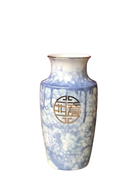  Vase 24cm - Bình hoa kim kê 24cm giả đá xanh bắt chỉ vàng 