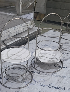  New Sun - Kệ trưng bày 3 tầng đĩa lớn 27cm_SUS 304 