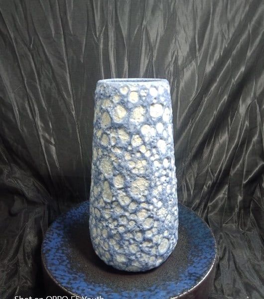  Vase_Bình hoa bầu sao nổi 23cm san hô xanh 