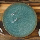  Aphrodite - Show Plate 26cm - Dĩa bằng 26cm xanh ngọc bích viền nâu phun hạt (matte) (Sandy collection) 