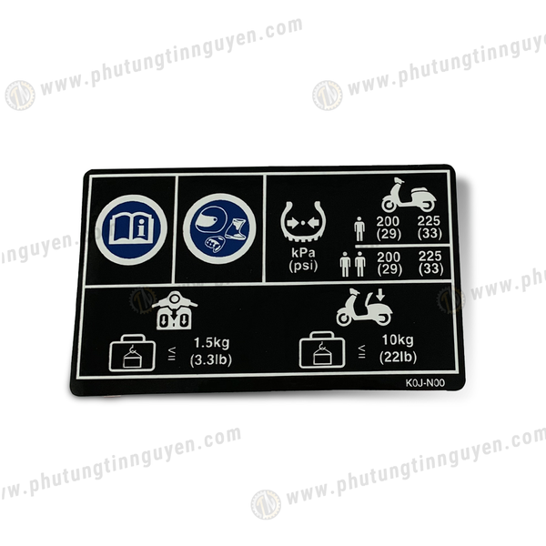  Tem thông số yếm khoá Scoopy chính hãng 