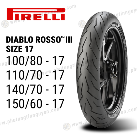  Vỏ Pirelli ROSSO 3 size 17 cho xe phân khối lớn Không ruột 