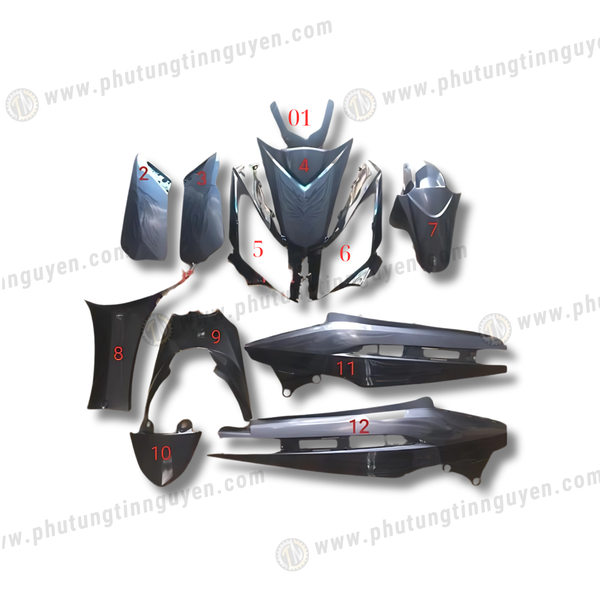  Dàn áo nhựa bóng ab air blade 110 thái xám hoa văn 3d ( bán lẻ từng món ) 