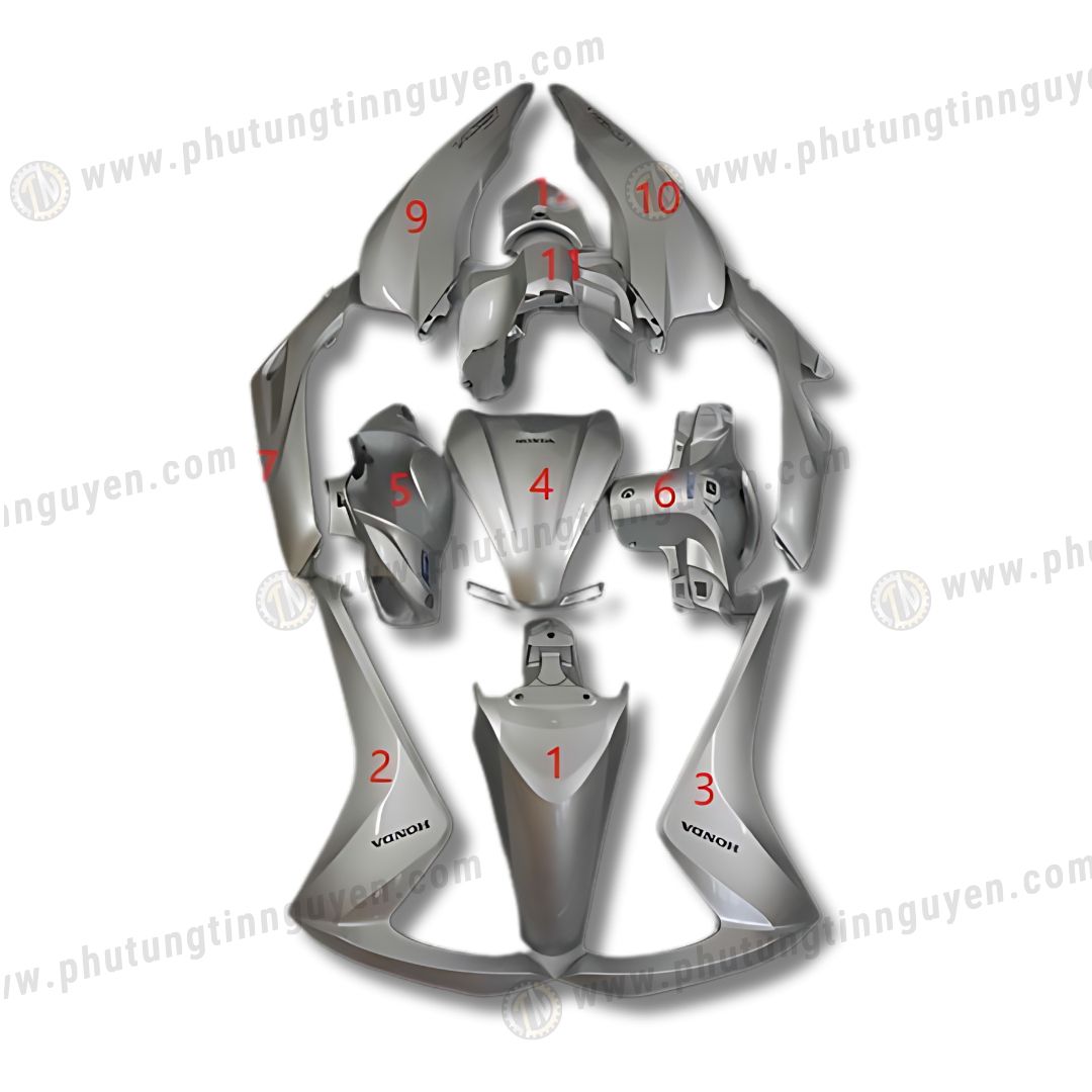  Dàn áo vision vs 110 2015 2016 2017 2018 2019 màu bạc khóa thường 