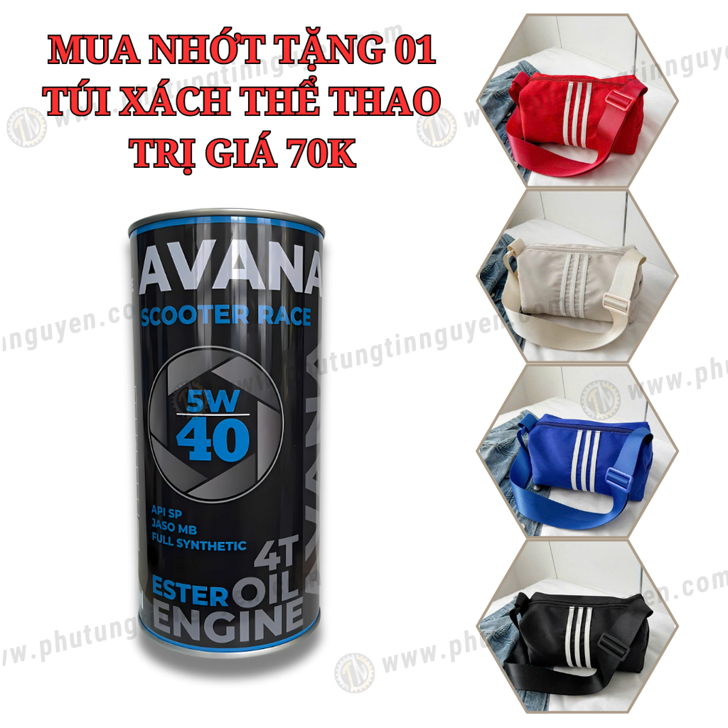 Nhớt động cơ đốt trong Avana Scooter Race 4T 5w40 800ml Nhập Khẩu UAE