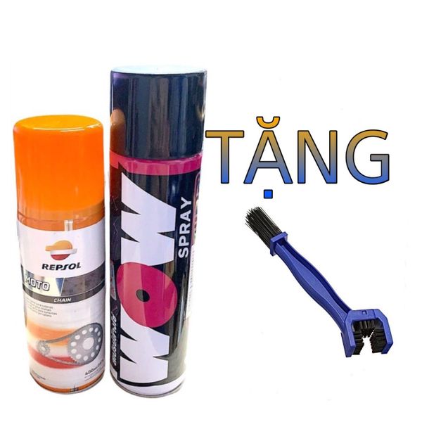  Combo vệ sinh sên Wow 600ml + dưỡng sên Repsol 400ml tặng bàn chải chà sên 