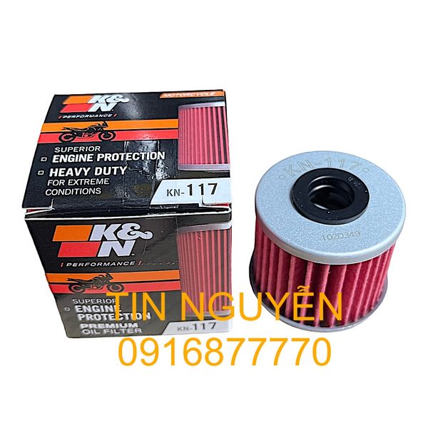  Lọc nhớt KN 117 các dòng xe Moto Honda X-Adv, Africa Twin, Cub125, Gold Wing hàng chính hãng 