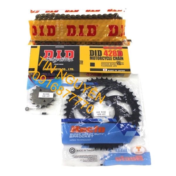  Bộ nhông sên dĩa Recto cho GSX S150, GSX R150, Bandit 150 chính hãng NHÔNG 15 - DĨA 45 - DID 9LY 