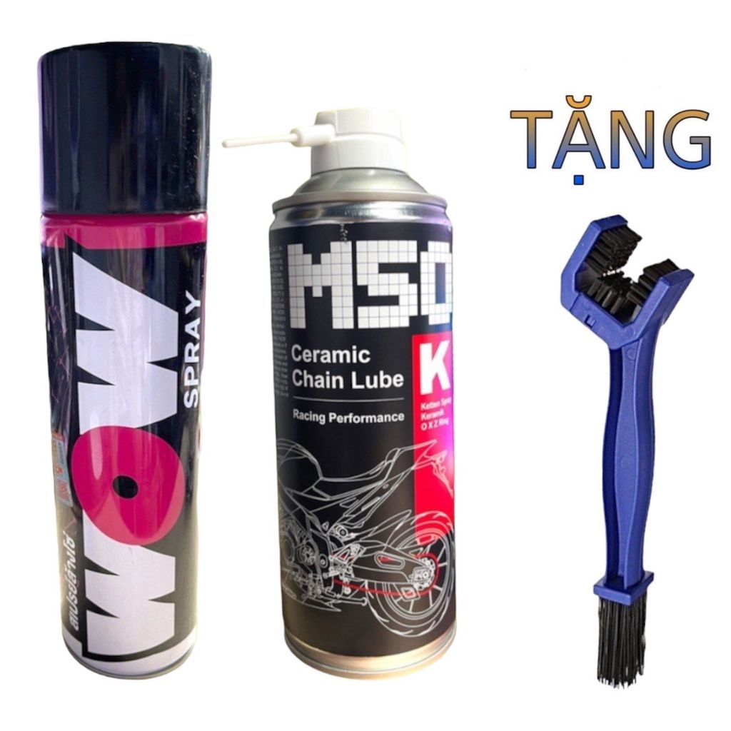Combo dưỡng sên Voltronic M50 400ml + vệ sinh sên Wow 600ml hàng chính hãng tặng bàn chải chà sên
