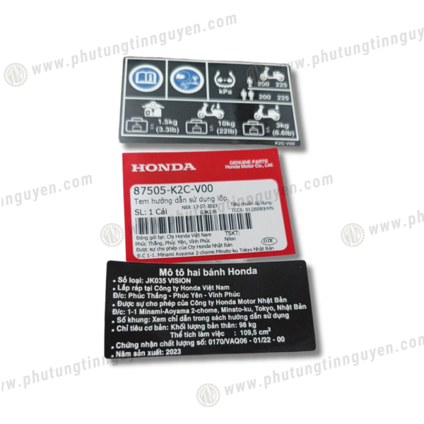  Tem thông số lốp tem năm sản xuất vision vs 110 2021 2022 2023 2024 ( bán lẻ từng miếng ) AA 