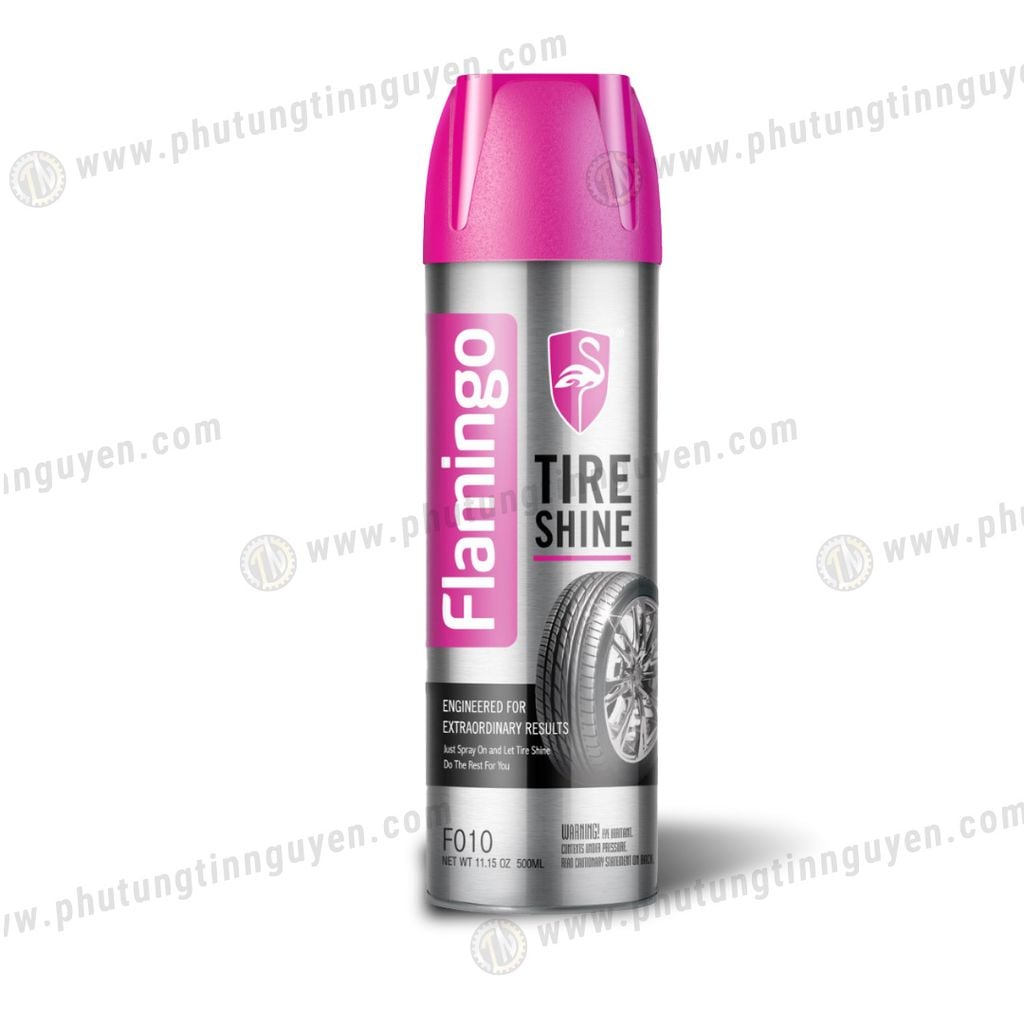 Xịt dưỡng bóng lốp và phục hồi nhựa đen xe ô tô, xe máy Flamingo Tire Shine 500ml F010
