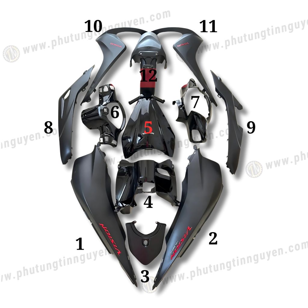 Dàn áo vision vs 110 2015 2016 2017 2018 2019 màu đen nhám xài ổ khoá chìa thường