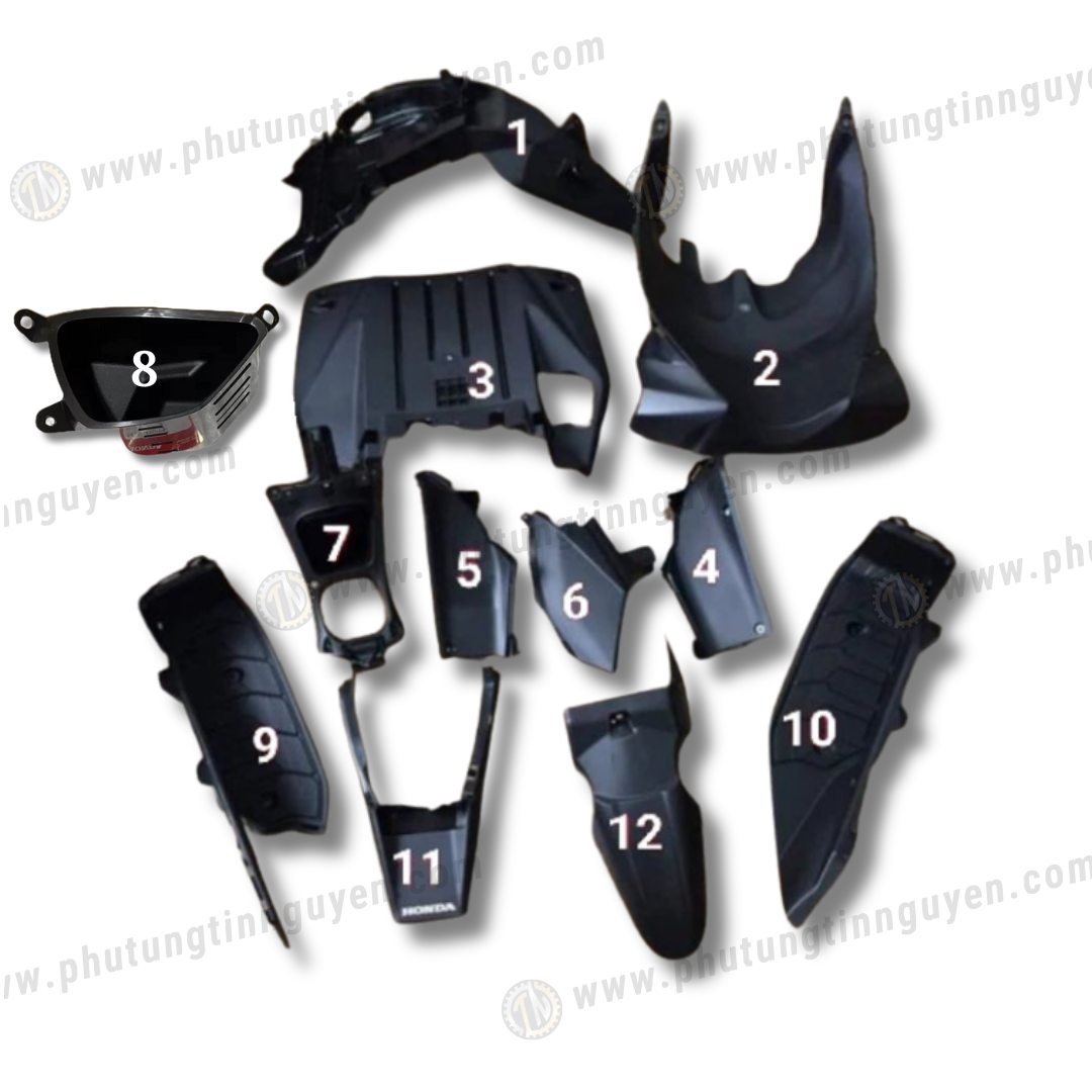  Full Chi Tiết Nhựa Nhám Air Blade 110 Đầu Bò (2011-2012) Chính Hãng Honda 