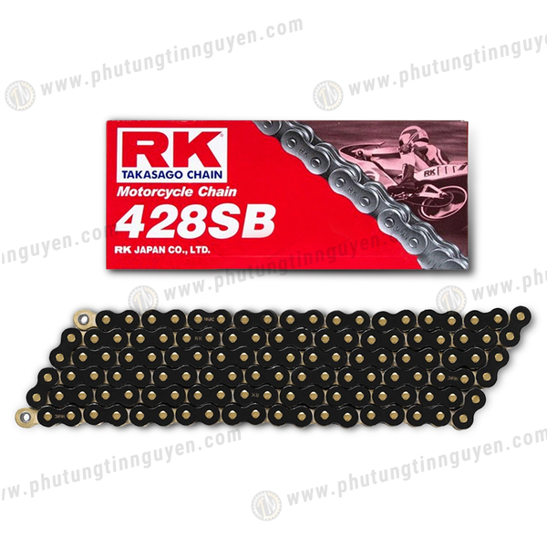  Sên RK đen vàng 428SB 9ly không phốt, dài 124 mắc chính hãng 