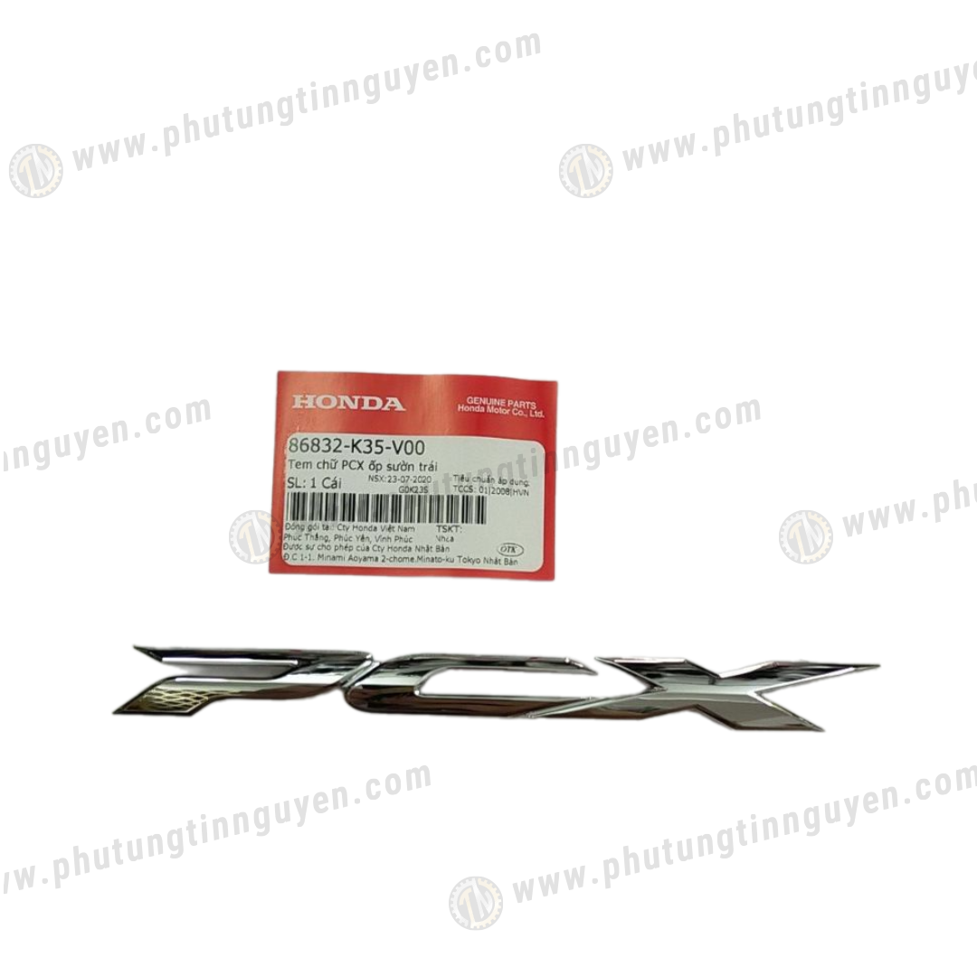  Tem chữ nổi ốp sườn Honda PCX 2015 2016 màu xi trắng ( giá 1 cái ) 