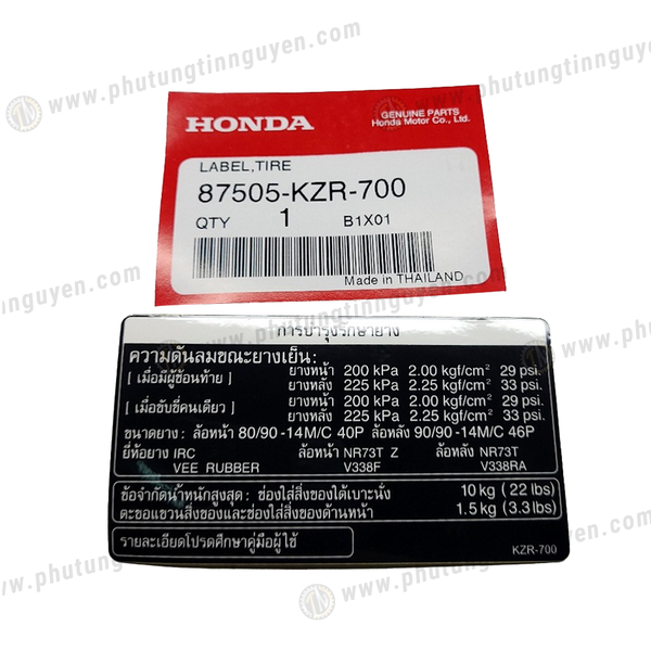  Tem thông số dè con chữ Thái 