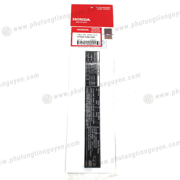  Tem thông số gắp Sonic chính hãng Honda 