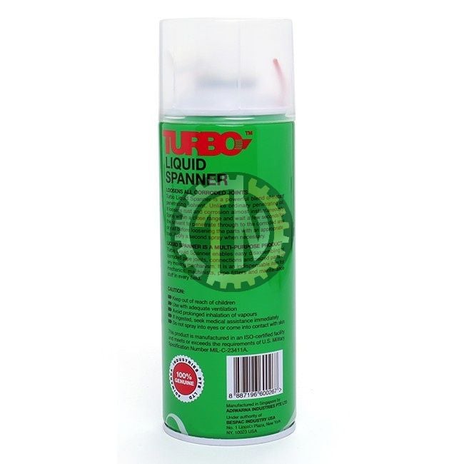 Chai xịt vệ sinh sên, chống rỉ sét, tẩy đa năng và bôi trơn Turbo Liquid Spanner USA 450ml