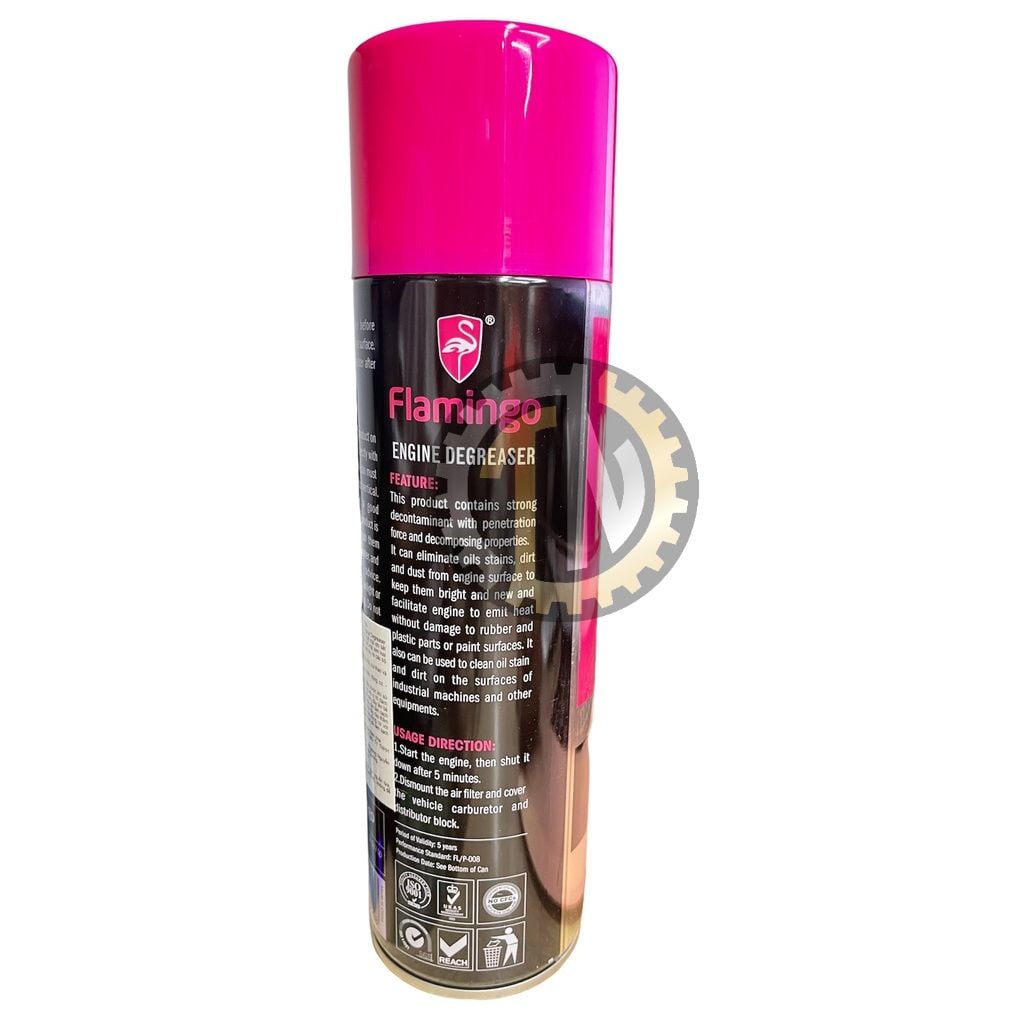 Chai xịt vệ sinh và tẩy rửa khoang máy ô tô, xe máy, máy móc thiết bị Flamingo engine degreaser 650ml F008