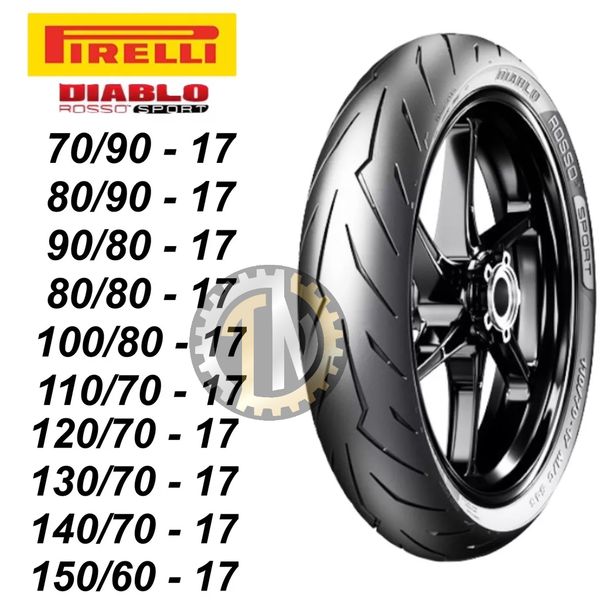  Vỏ xe Pirelli ROSSO SPORT SIZE 17 cho xe Winner, Sonic, Satria, Wave, Exciter, Fz, R3, R15 Không ruột 