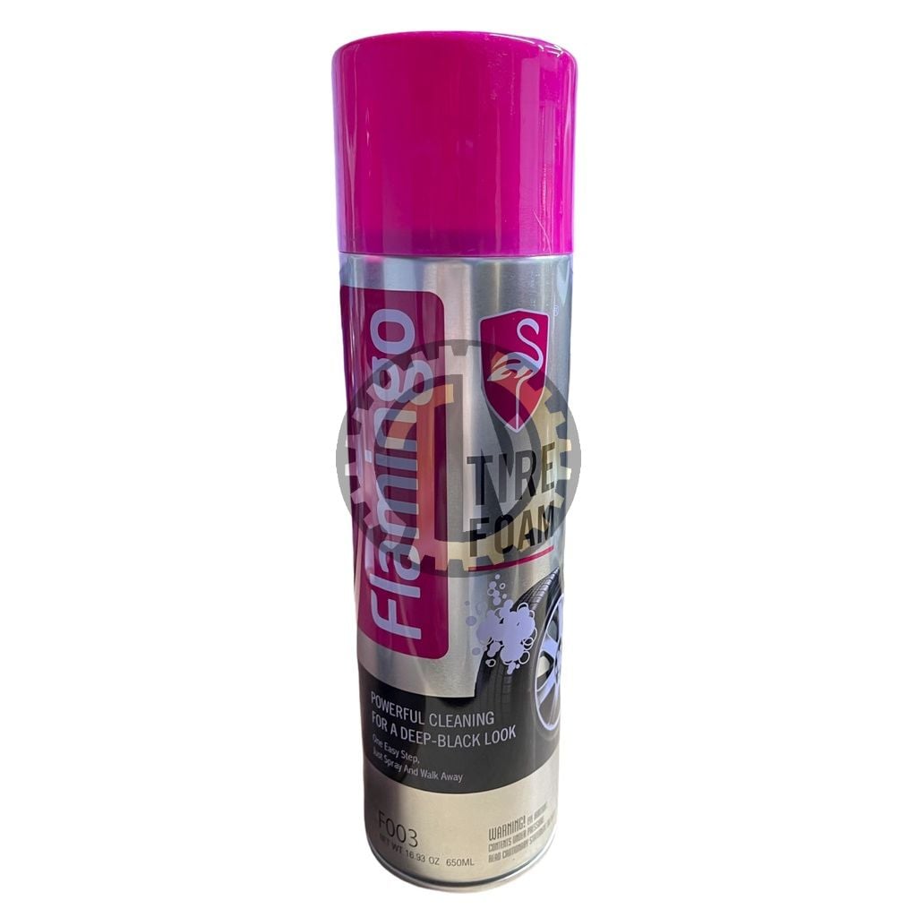 Dung dịch làm sạch dưỡng lốp xe, nhựa nhám 2 Trong 1 Flamingo Tire Foam 650ml dạng bọt F003
