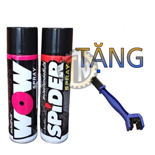  Combo vệ sinh sên Wow 600ml + dưỡng sên Spider 600ml tặng bàn chả chà sên 