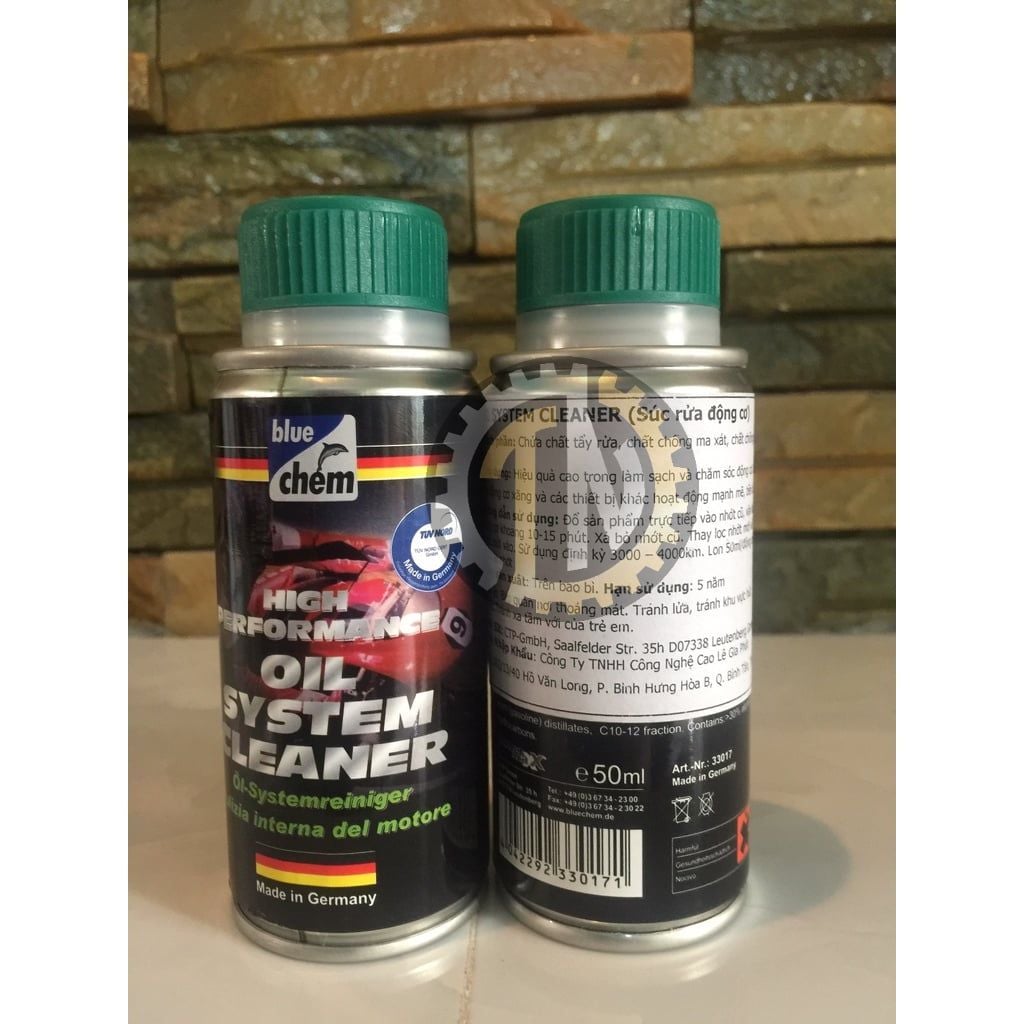 Vệ sinh buồng nhớt trước khi thay nhớt Bluechem Oil System Cleaner 50ml (nắp xanh)