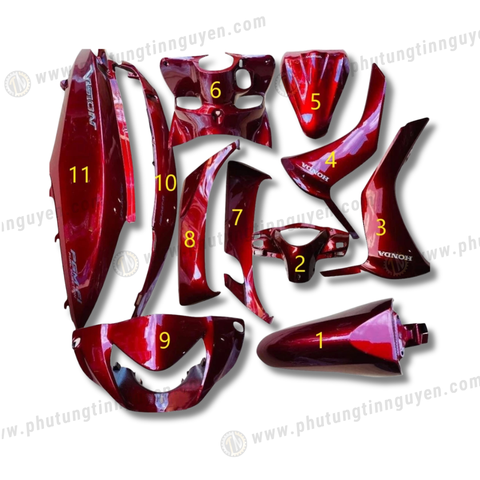  Dàn áo vision vs 110 đời đầu 2011 2012 2013 màu đỏ đô bầm ( bán lẻ từng món ) AA 