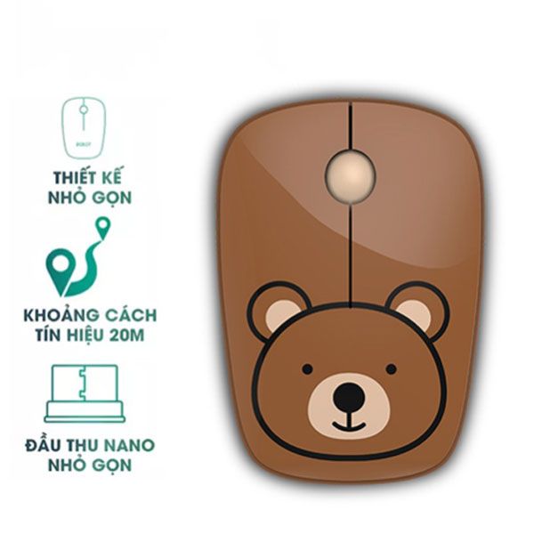  Chuột quang không dây 2.4GHz ROBOT M220 Brown Bear 