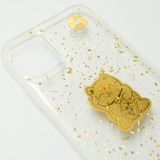 Ốp lưng iP11 nhựa dẻo đồng tièn nhũ kim tuyến - Mèo thần tài