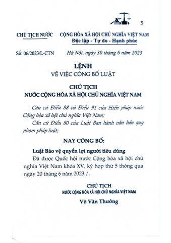  Luật Bảo Vệ Quyền Lợi Người Tiêu Dùng Năm 2023 - Quốc Hội 