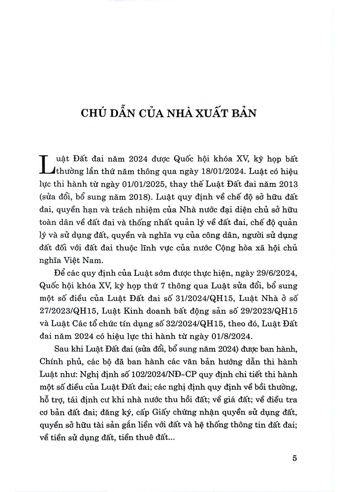 Các Văn Bản Hướng Dẫn Thi Hành Luật Đất Đai (Sửa Đổi, Bổ Sung Năm 2024) - Quốc hội (CTQG)