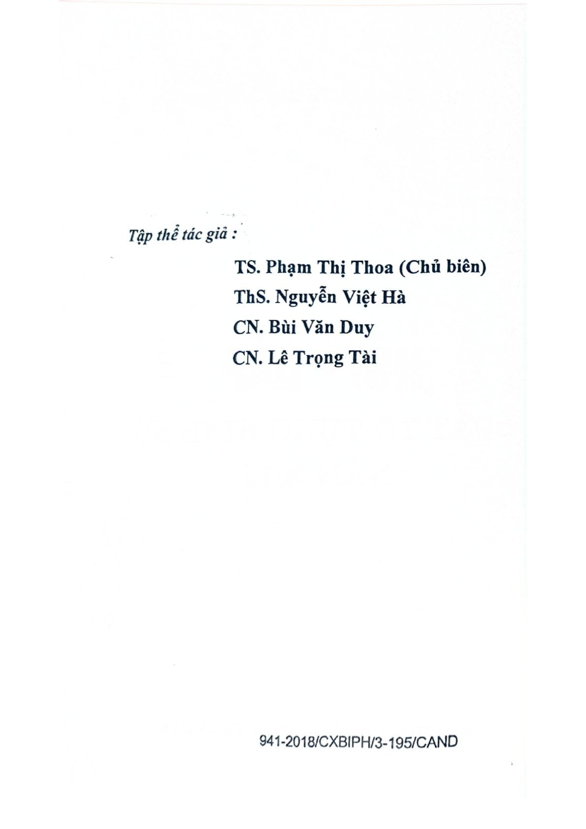 Hỏi Đáp Luật Tố Tụng Hình Sự Năm 2015  - TS. Phạm Thị Thoa 
(Chủ biên)